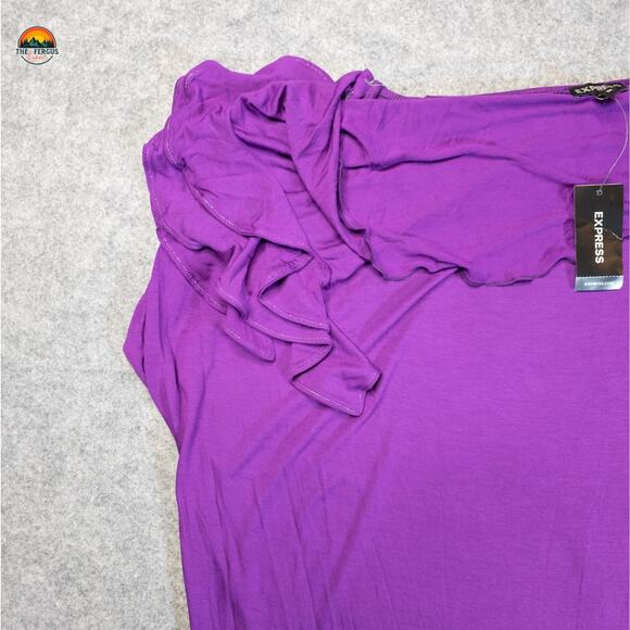 NWT Express Blouse Top Purple Ruffled Shoulder Corpcore Preppy Women's Size M - Picture 10 of 12